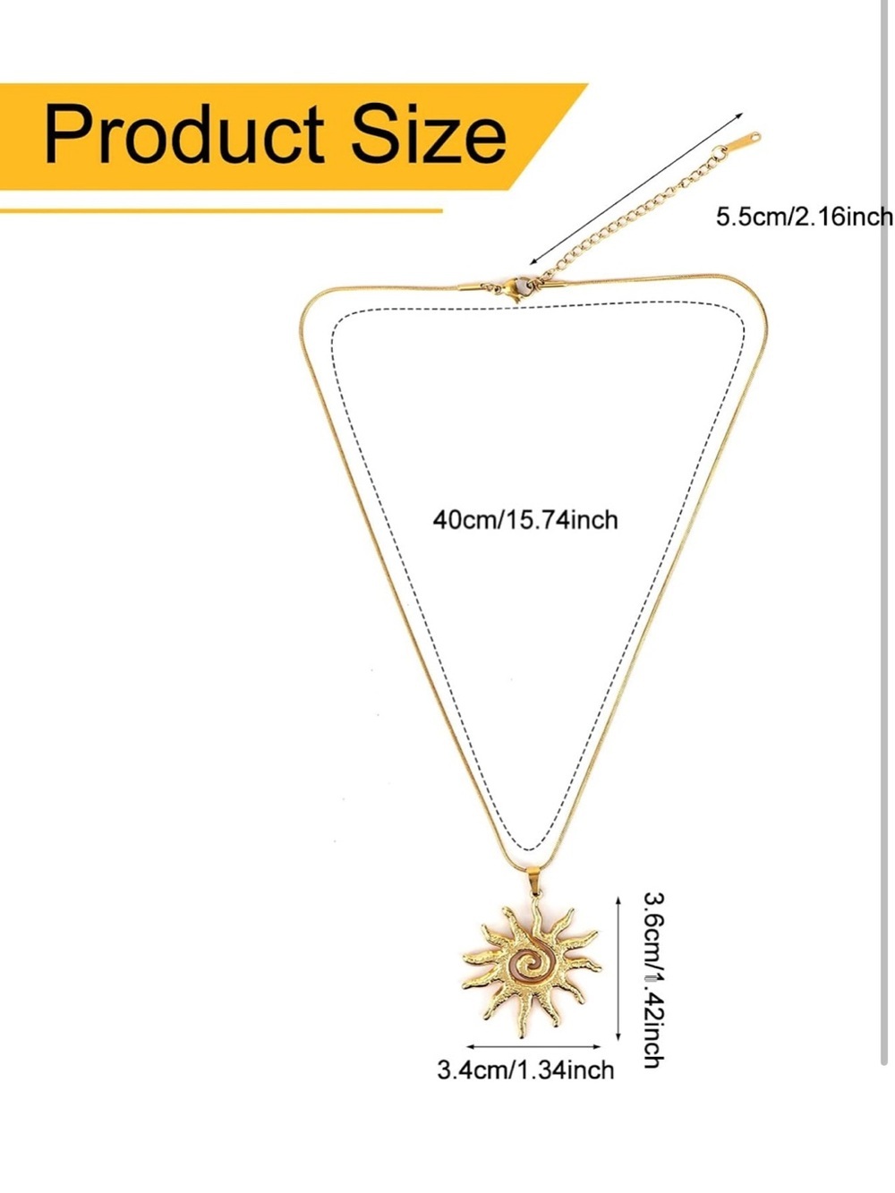 Gold Sun Spiral Pendant Necklace - Picture 2 of 6